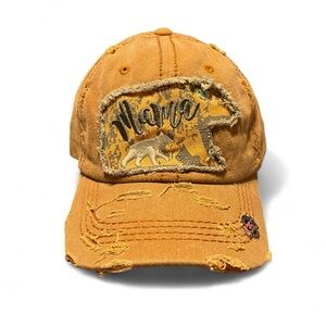 4350 District Mama Bear 🐻 Distressed Adjustable Embroidered Hat in Rust